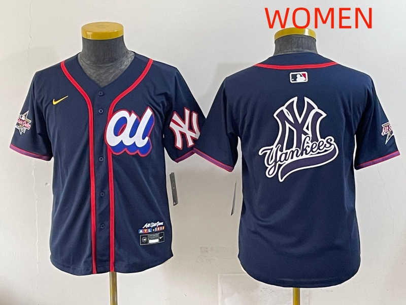 Women 2025 New York Yankees Blank Drak Blue All star Blank Blue Nike MLB Jersey style 7